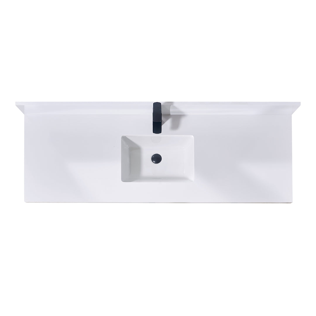 Caorle Composite Stone Vanity Top in Snow White with White Sink