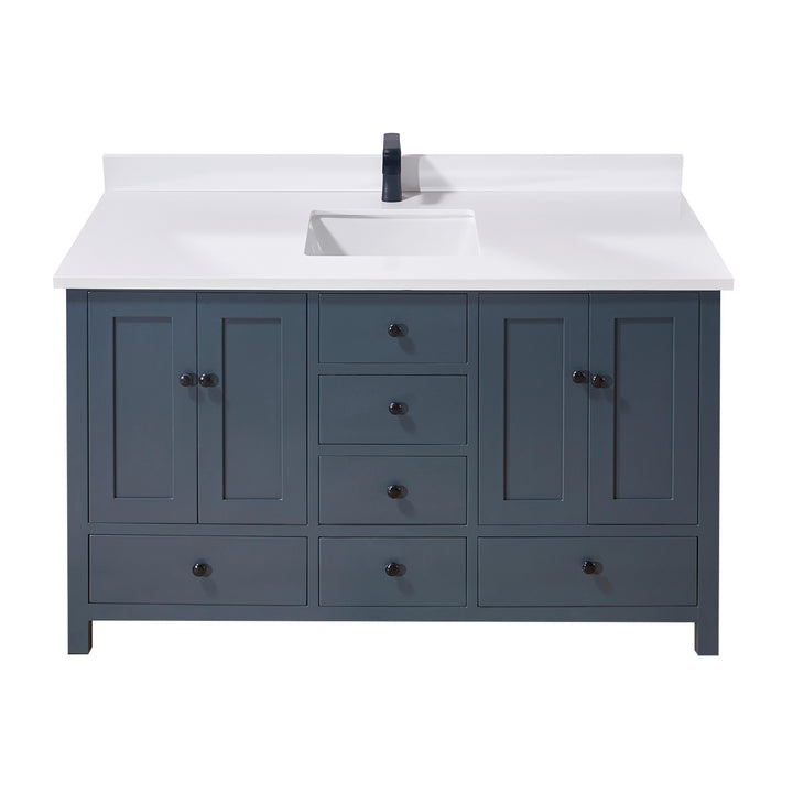 Caorle Composite Stone Vanity Top in Snow White with White Sink