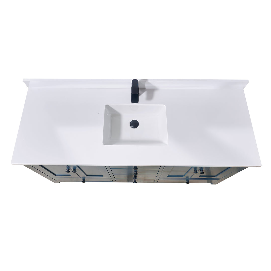 Caorle Composite Stone Vanity Top in Snow White with White Sink