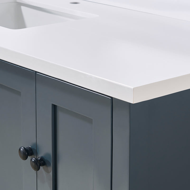 Caorle Composite Stone Vanity Top in Snow White with White Sink