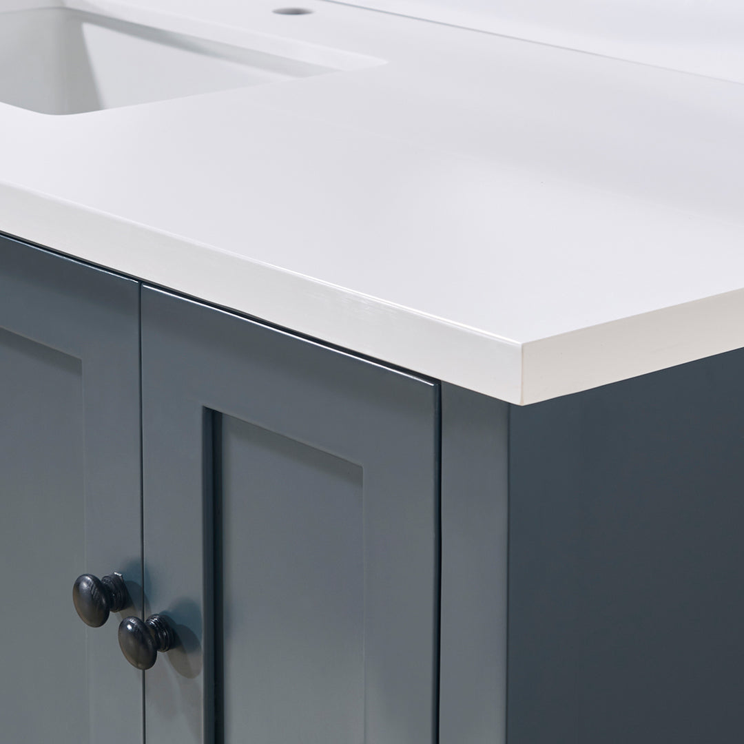 Caorle Composite Stone Vanity Top in Snow White with Single White Sink