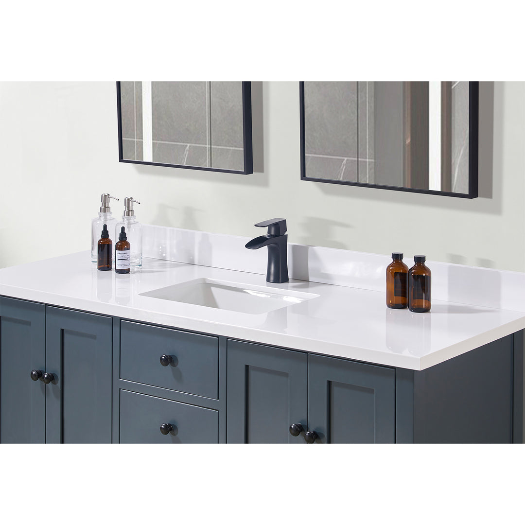 Caorle Composite Stone Vanity Top in Snow White with White Sink