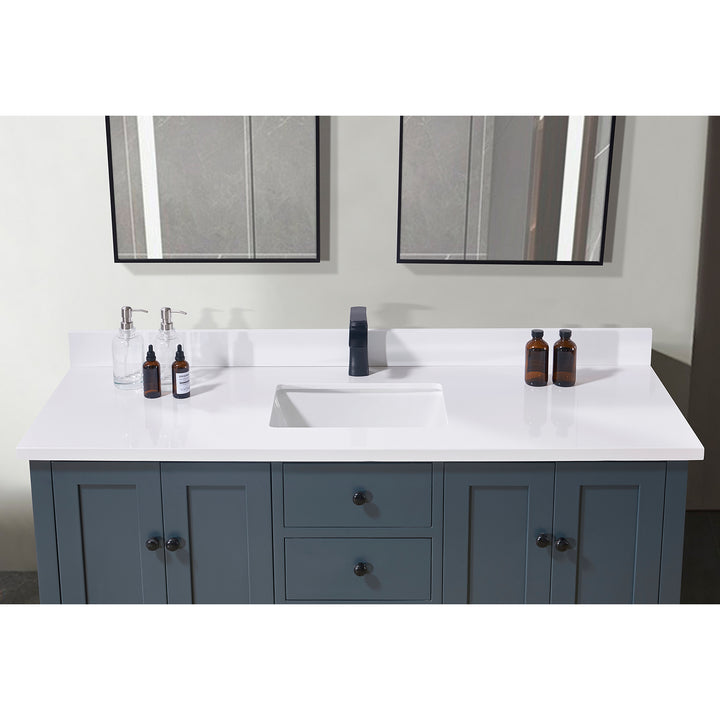Caorle Composite Stone Vanity Top in Snow White with White Sink