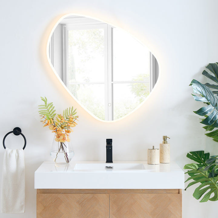 Rasso Novelty Frameless Modern Bathroom/Vanity LED Lighted Wall Mirror