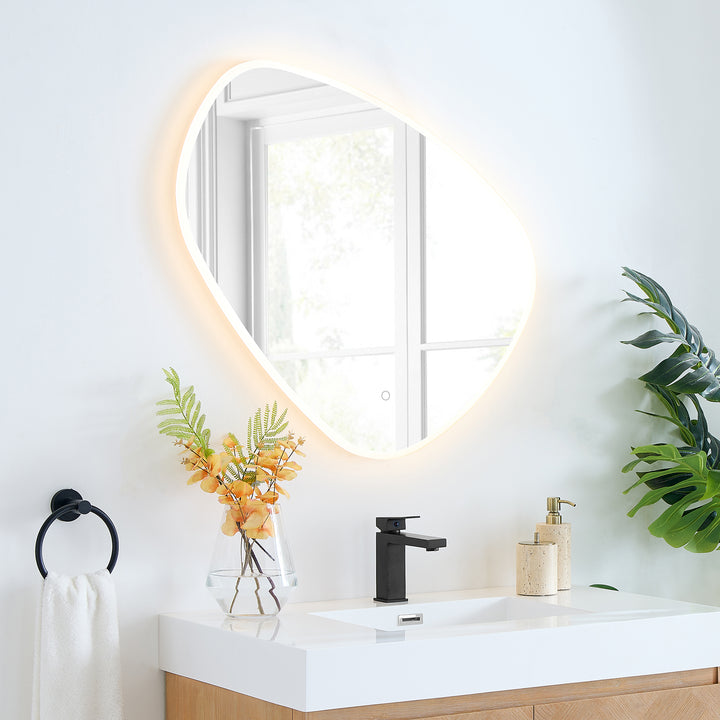 Rasso Novelty Frameless Modern Bathroom/Vanity LED Lighted Wall Mirror