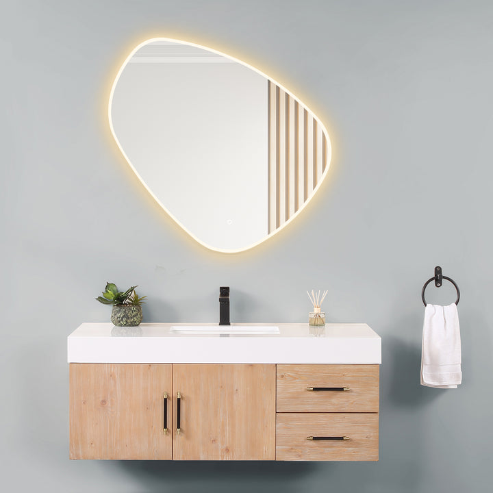 Rasso Novelty Frameless Modern Bathroom/Vanity LED Lighted Wall Mirror