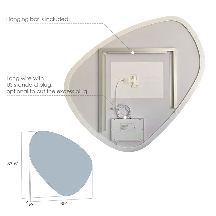 Rasso Novelty Frameless Modern Bathroom/Vanity LED Lighted Wall Mirror