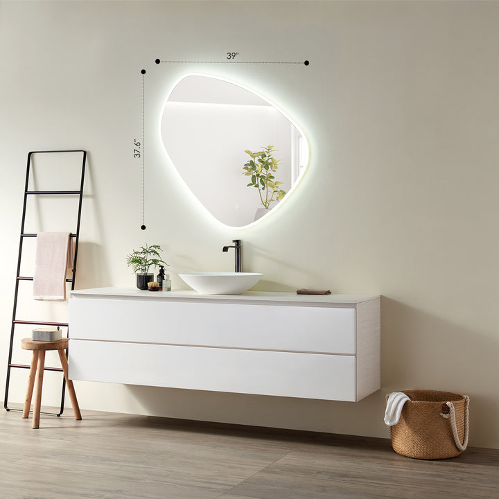 Rasso Novelty Frameless Modern Bathroom/Vanity LED Lighted Wall Mirror