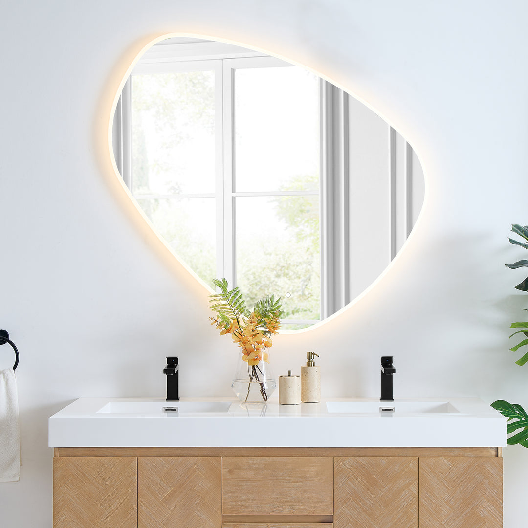 Rasso Novelty Frameless Modern Bathroom/Vanity LED Lighted Wall Mirror
