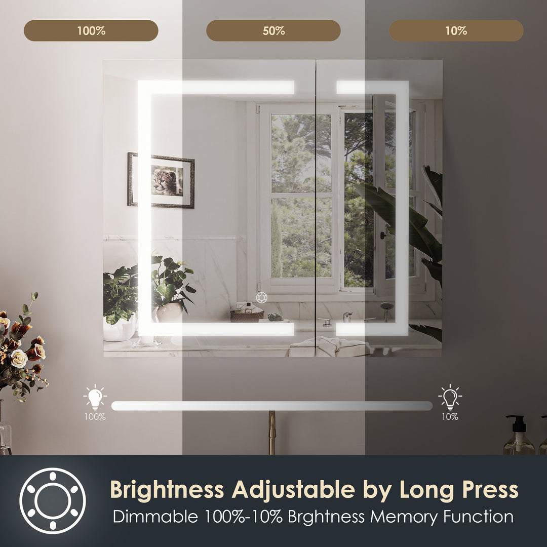 Hemnes Rectangle Frameless Surface-Mount/Recessed LED Lighted Bathroom Medicine Cabinet