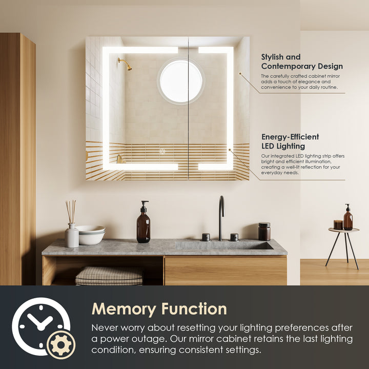 Hemnes Rectangle Frameless Surface-Mount/Recessed LED Lighted Bathroom Medicine Cabinet