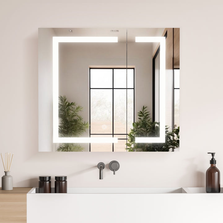 Hemnes Rectangle Frameless Surface-Mount/Recessed LED Lighted Bathroom Medicine Cabinet