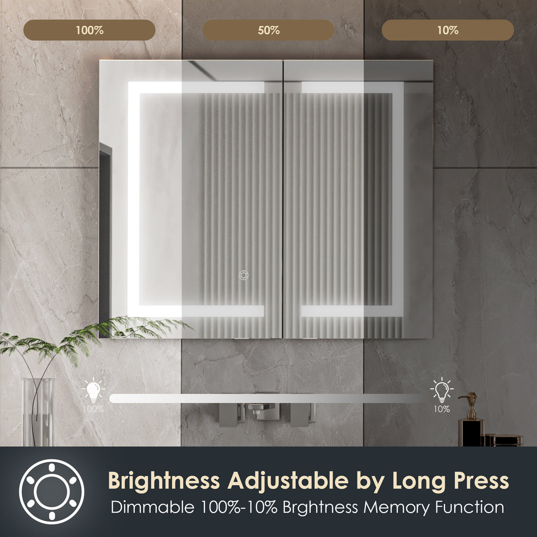 Hemnes Rectangle Frameless Surface-Mount/Recessed LED Lighted Bathroom Medicine Cabinet