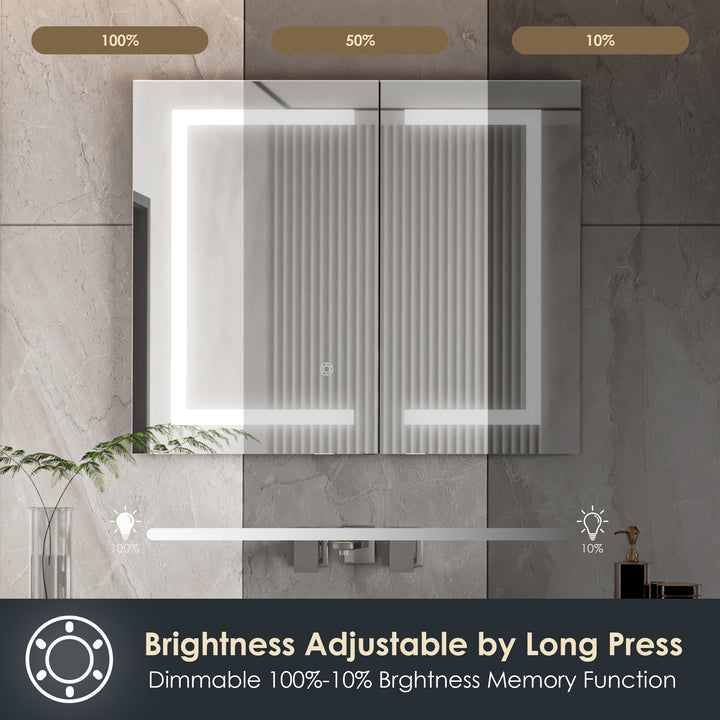 Hemnes Rectangle Frameless Surface-Mount/Recessed LED Lighted Bathroom Medicine Cabinet