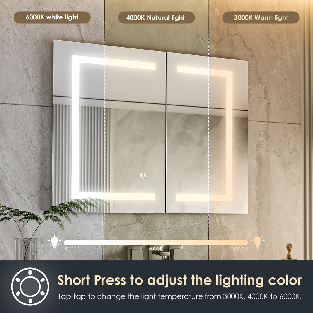 Hemnes Rectangle Frameless Surface-Mount/Recessed LED Lighted Bathroom Medicine Cabinet