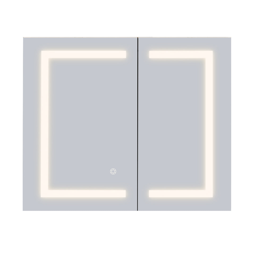 Hemnes Rectangle Frameless Surface-Mount/Recessed LED Lighted Bathroom Medicine Cabinet