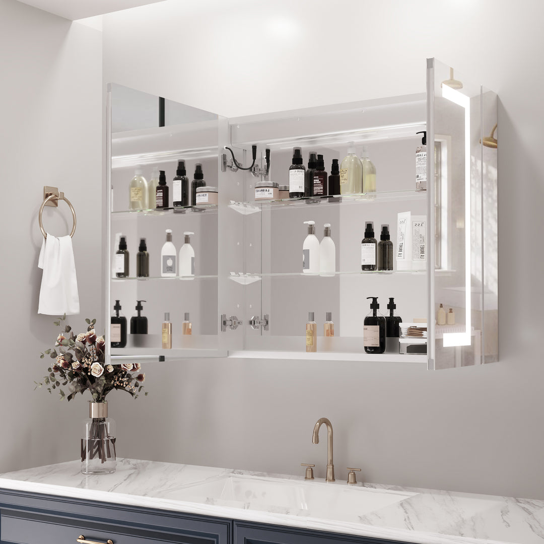 Hemnes Rectangle Frameless Surface-Mount/Recessed LED Lighted Bathroom Medicine Cabinet