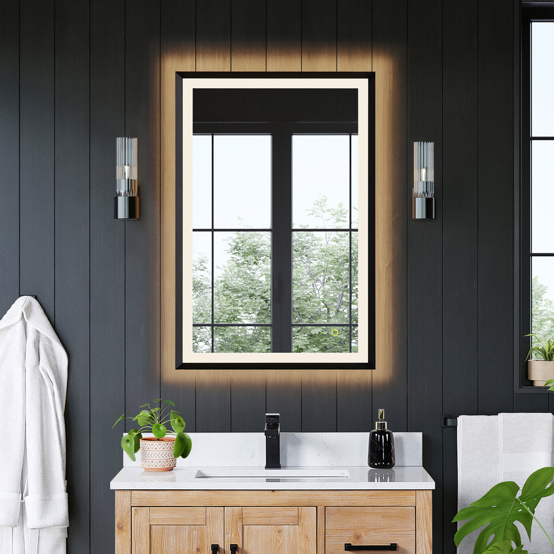 Apollo Rectangular Anti-Fog Dimmable Modern Bathroom/Vanity LED Lighted Wall Mirror in Aluminum Framed