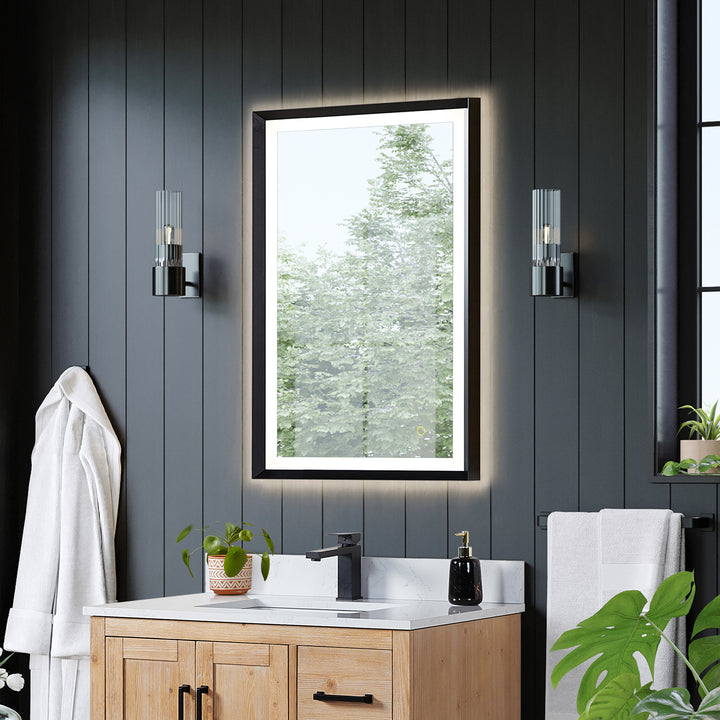 Apollo Rectangular Anti-Fog Dimmable Modern Bathroom/Vanity LED Lighted Wall Mirror in Aluminum Framed