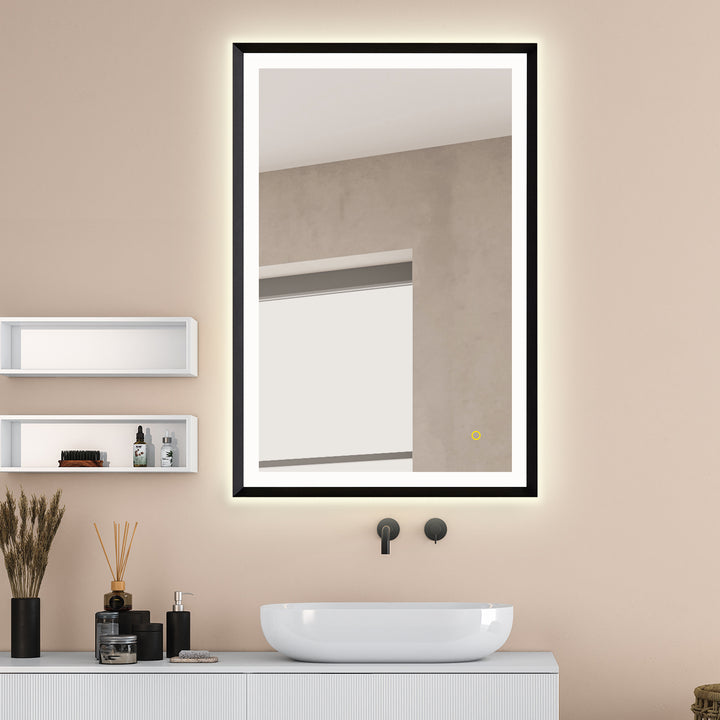 Apollo Rectangular Anti-Fog Dimmable Modern Bathroom/Vanity LED Lighted Wall Mirror in Aluminum Framed