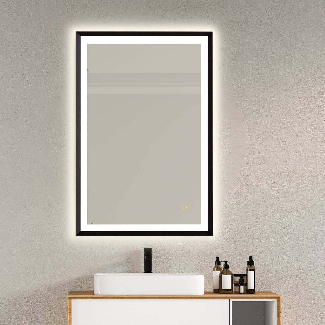 Apollo Rectangular Anti-Fog Dimmable Modern Bathroom/Vanity LED Lighted Wall Mirror in Aluminum Framed