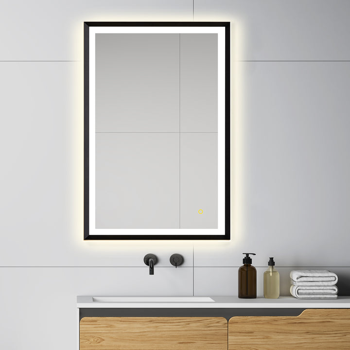 Apollo Rectangular Anti-Fog Dimmable Modern Bathroom/Vanity LED Lighted Wall Mirror in Aluminum Framed