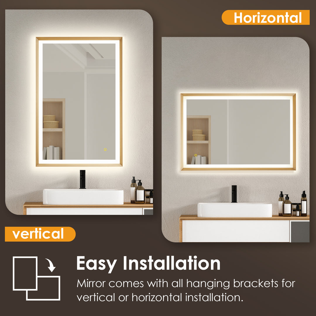 Apollo Rectangular Anti-Fog Dimmable Modern Bathroom/Vanity LED Lighted Wall Mirror in Aluminum Framed
