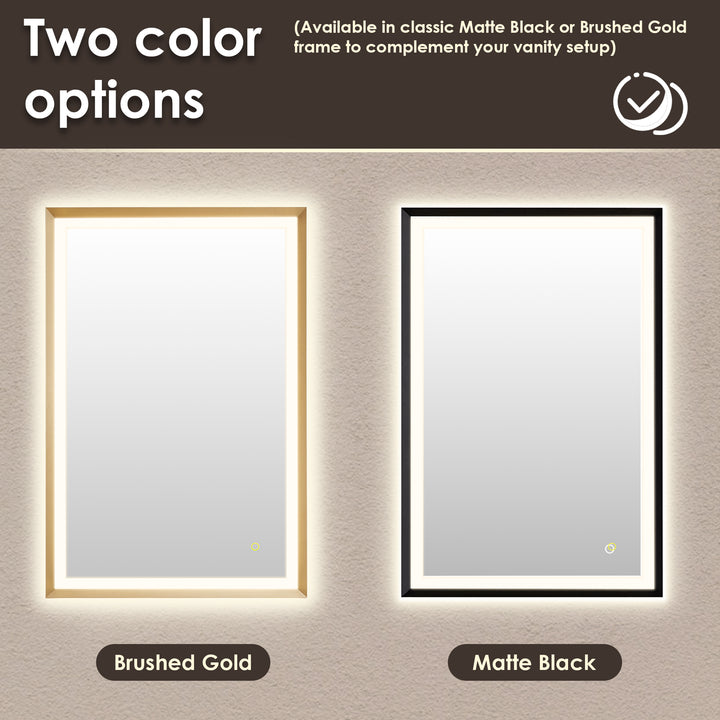 Apollo Rectangular Anti-Fog Dimmable Modern Bathroom/Vanity LED Lighted Wall Mirror in Aluminum Framed