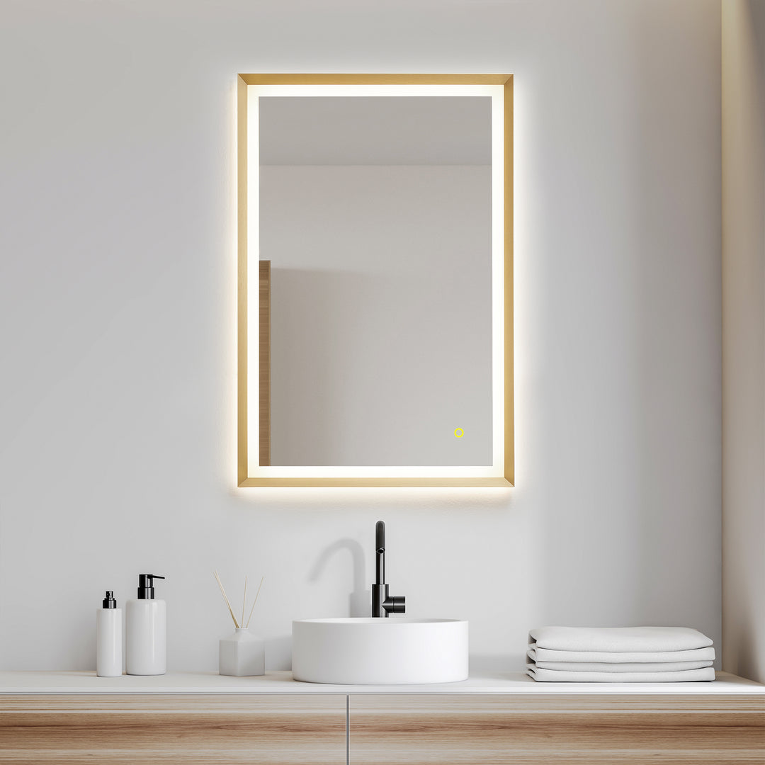 Apollo Rectangular Anti-Fog Dimmable Modern Bathroom/Vanity LED Lighted Wall Mirror in Aluminum Framed