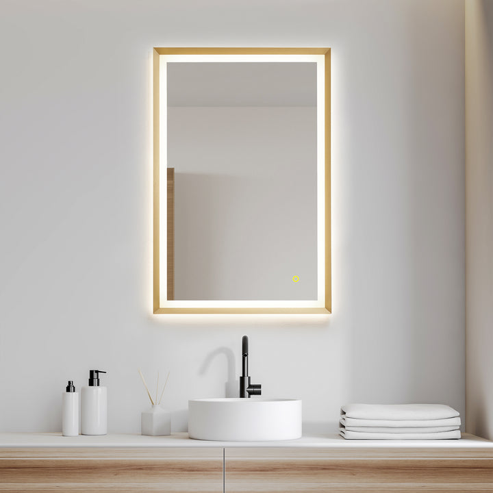Apollo Rectangular Anti-Fog Dimmable Modern Bathroom/Vanity LED Lighted Wall Mirror in Aluminum Framed