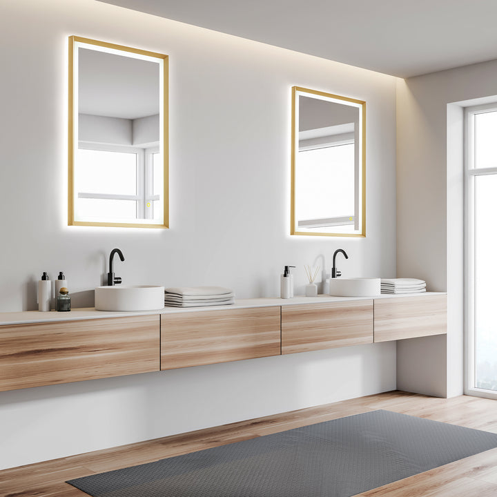 Apollo Rectangular Anti-Fog Dimmable Modern Bathroom/Vanity LED Lighted Wall Mirror in Aluminum Framed