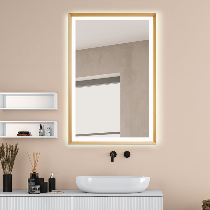 Apollo Rectangular Anti-Fog Dimmable Modern Bathroom/Vanity LED Lighted Wall Mirror in Aluminum Framed