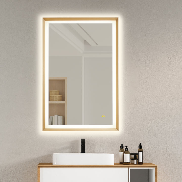 Apollo Rectangular Anti-Fog Dimmable Modern Bathroom/Vanity LED Lighted Wall Mirror in Aluminum Framed