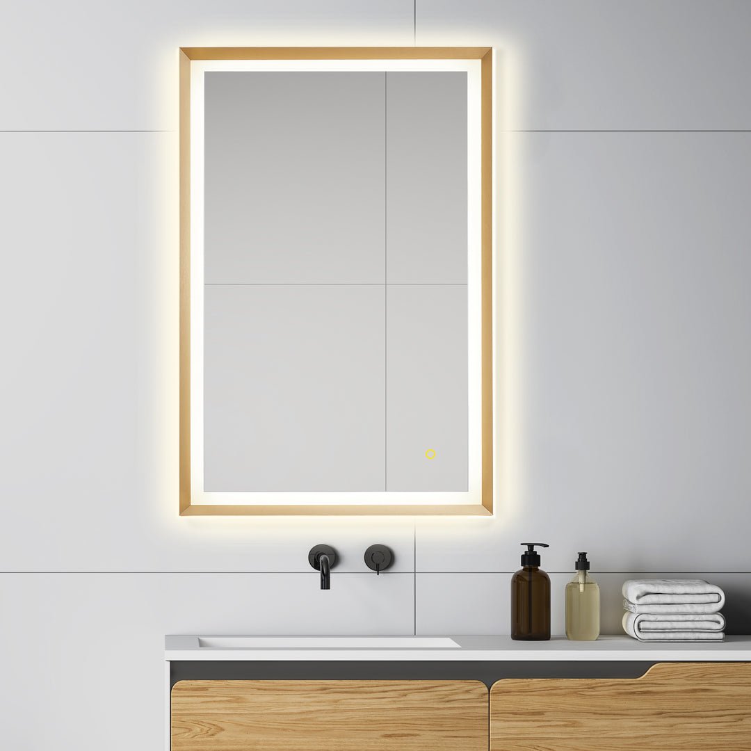 Apollo Rectangular Anti-Fog Dimmable Modern Bathroom/Vanity LED Lighted Wall Mirror in Aluminum Framed