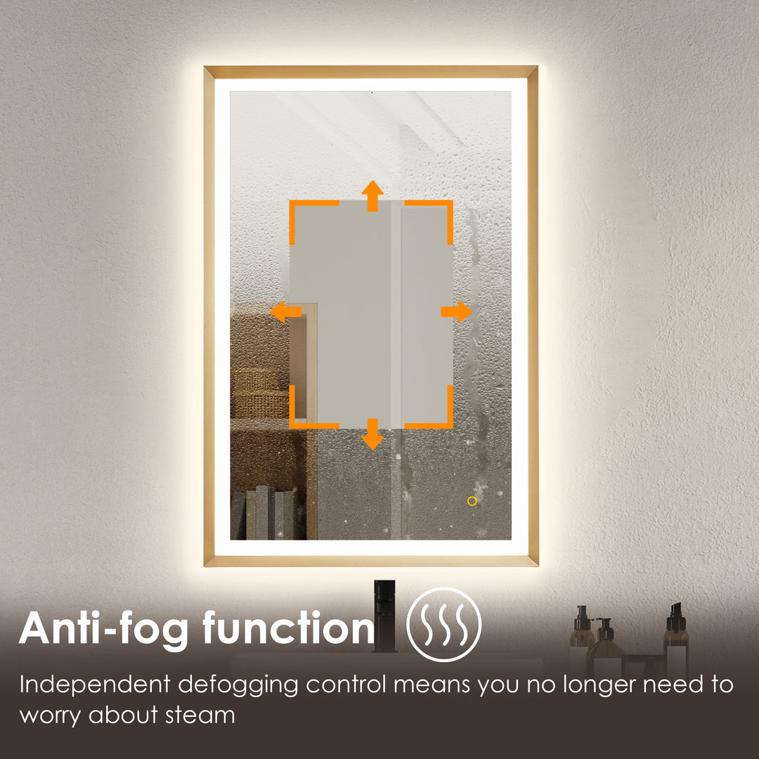 Apollo Rectangular Anti-Fog Dimmable Modern Bathroom/Vanity LED Lighted Wall Mirror in Aluminum Framed