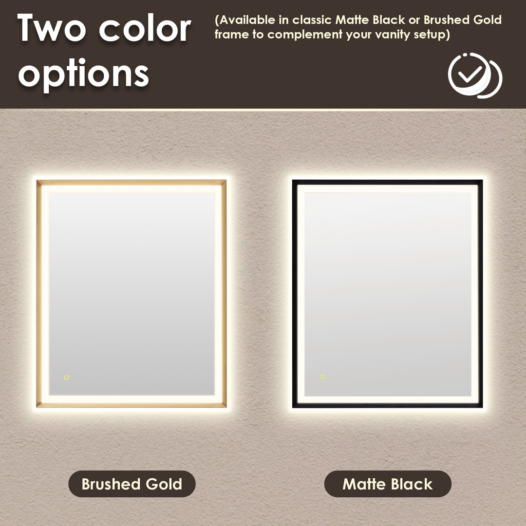 Florian Novelty 26"x48" Anti-Fog Dimmable Modern Bathroom/Vanity LED Lighted Wall Mirror in Aluminum Framed