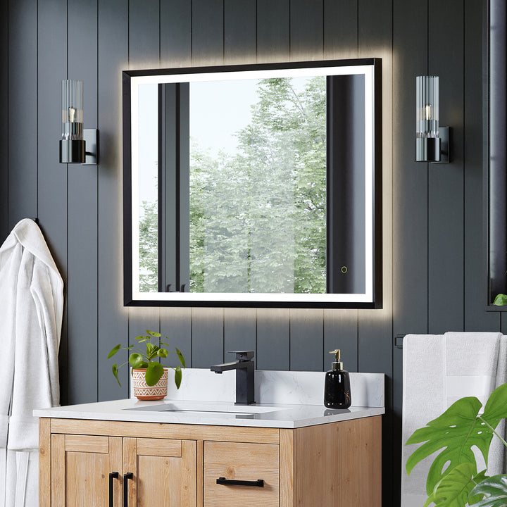 Apollo Rectangular Anti-Fog Dimmable Modern Bathroom/Vanity LED Lighted Wall Mirror in Aluminum Framed