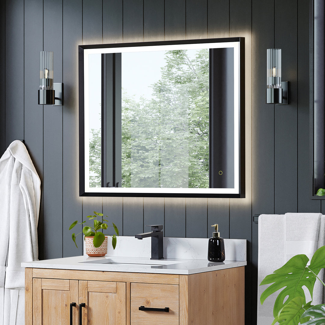 Florian Novelty 26"x48" Anti-Fog Dimmable Modern Bathroom/Vanity LED Lighted Wall Mirror in Aluminum Framed