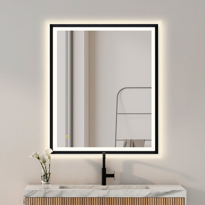 Florian Novelty 26"x48" Anti-Fog Dimmable Modern Bathroom/Vanity LED Lighted Wall Mirror in Aluminum Framed