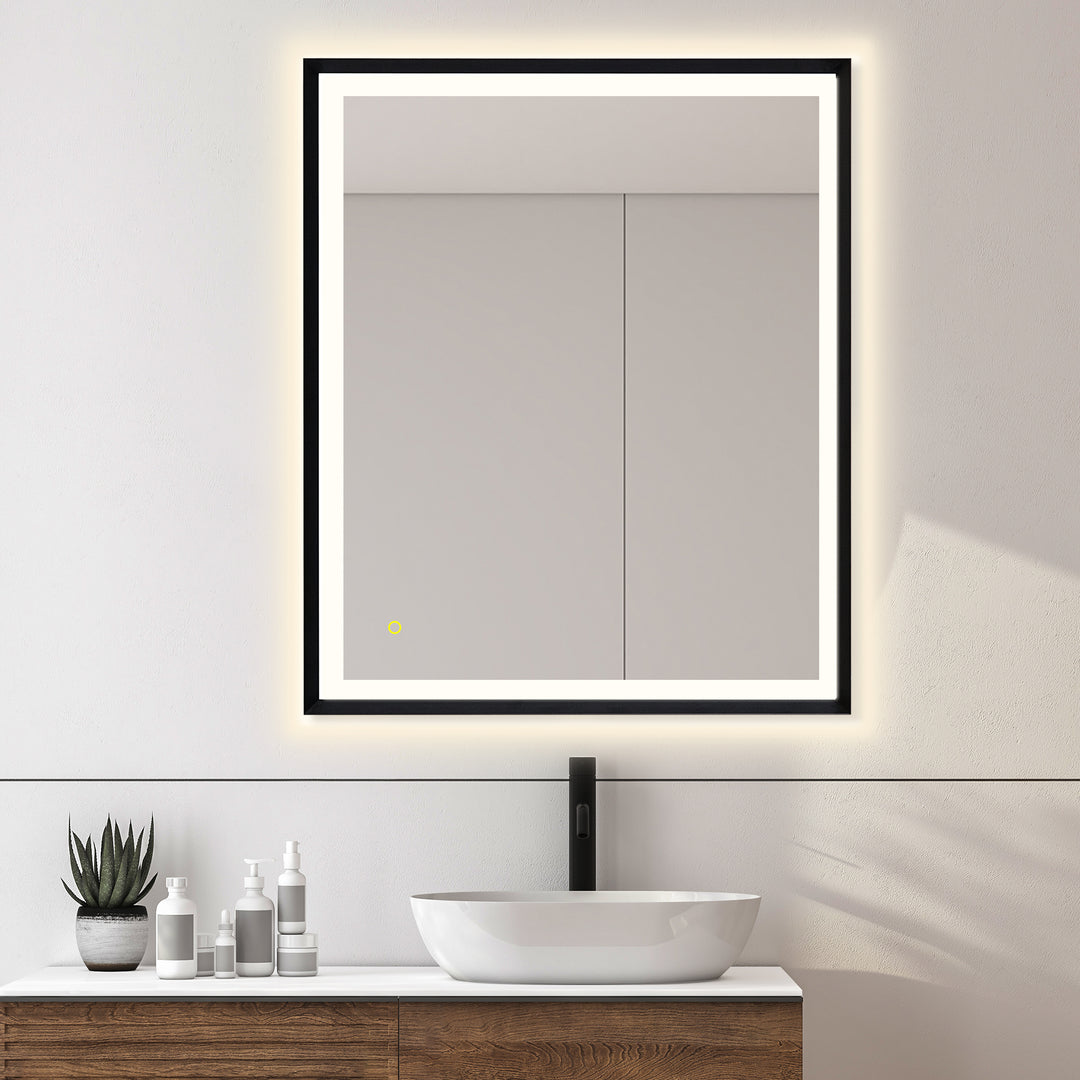 Florian Novelty 26"x48" Anti-Fog Dimmable Modern Bathroom/Vanity LED Lighted Wall Mirror in Aluminum Framed