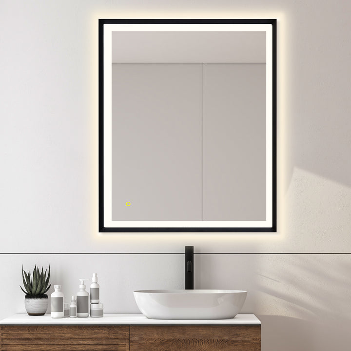 Florian Novelty 26"x48" Anti-Fog Dimmable Modern Bathroom/Vanity LED Lighted Wall Mirror in Aluminum Framed