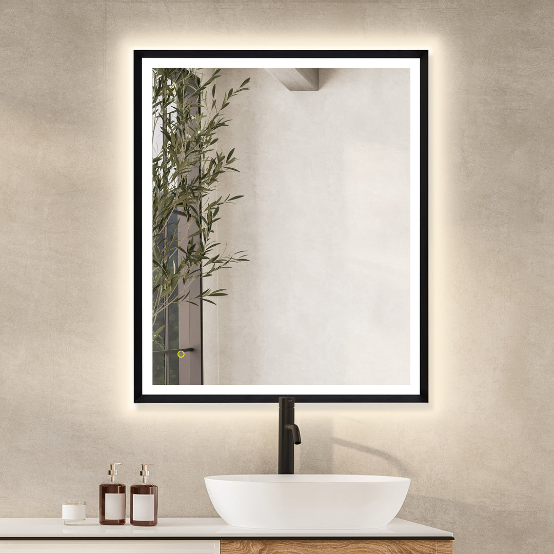 Florian Novelty 26"x48" Anti-Fog Dimmable Modern Bathroom/Vanity LED Lighted Wall Mirror in Aluminum Framed
