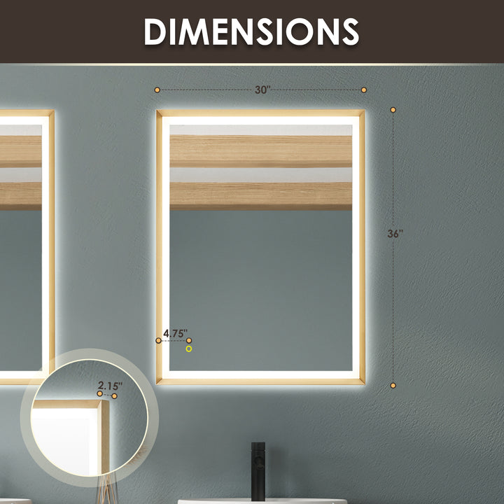 Apollo Rectangular Anti-Fog Dimmable Modern Bathroom/Vanity LED Lighted Wall Mirror in Aluminum Framed