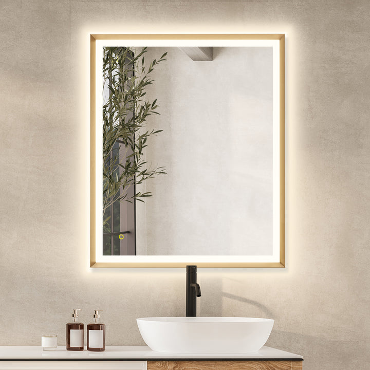 Apollo Rectangular Anti-Fog Dimmable Modern Bathroom/Vanity LED Lighted Wall Mirror in Aluminum Framed