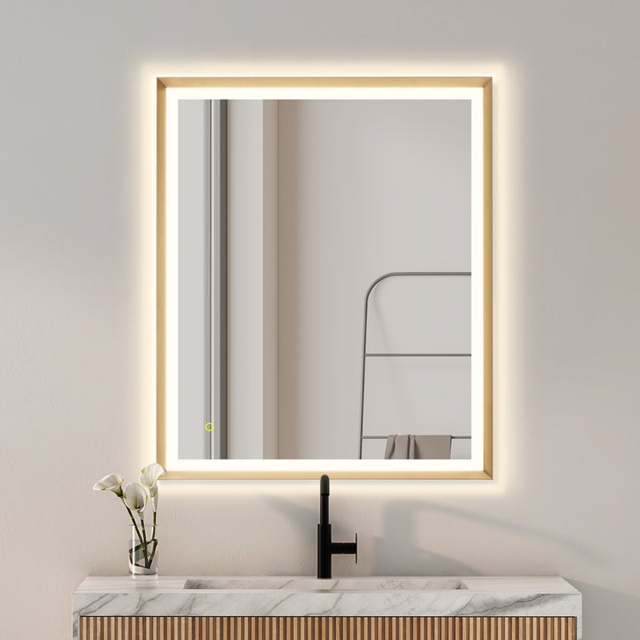 Apollo Rectangular Anti-Fog Dimmable Modern Bathroom/Vanity LED Lighted Wall Mirror in Aluminum Framed