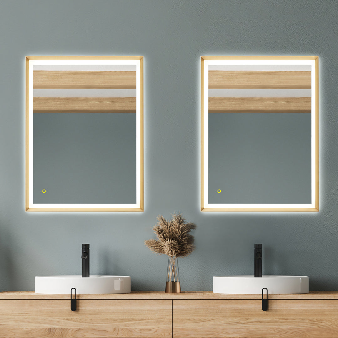 Apollo Rectangular Anti-Fog Dimmable Modern Bathroom/Vanity LED Lighted Wall Mirror in Aluminum Framed