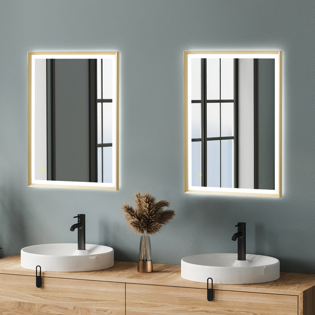 Apollo Rectangular Anti-Fog Dimmable Modern Bathroom/Vanity LED Lighted Wall Mirror in Aluminum Framed
