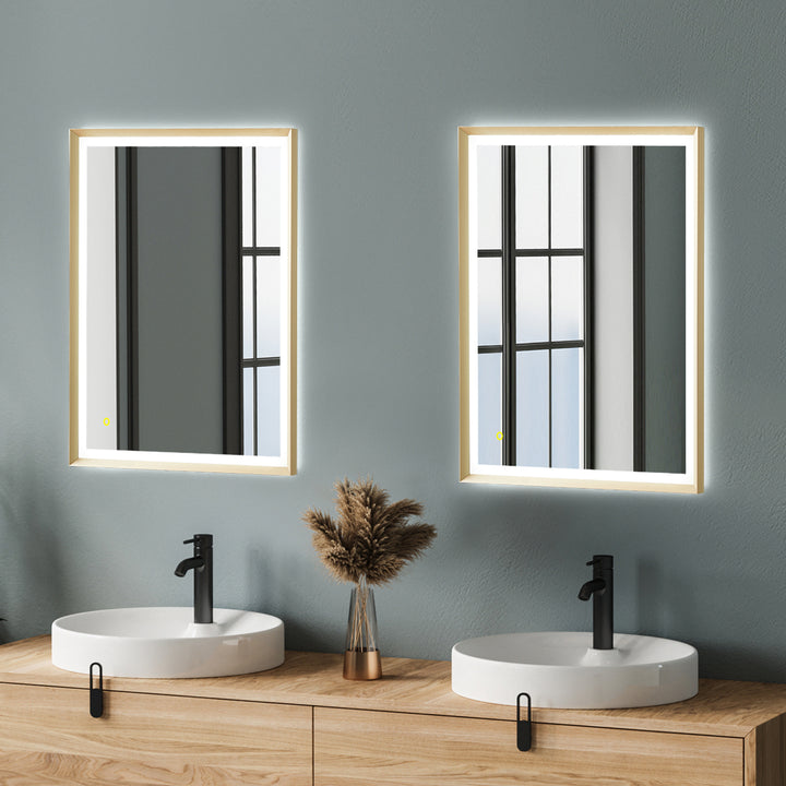 Apollo Rectangular Anti-Fog Dimmable Modern Bathroom/Vanity LED Lighted Wall Mirror in Aluminum Framed