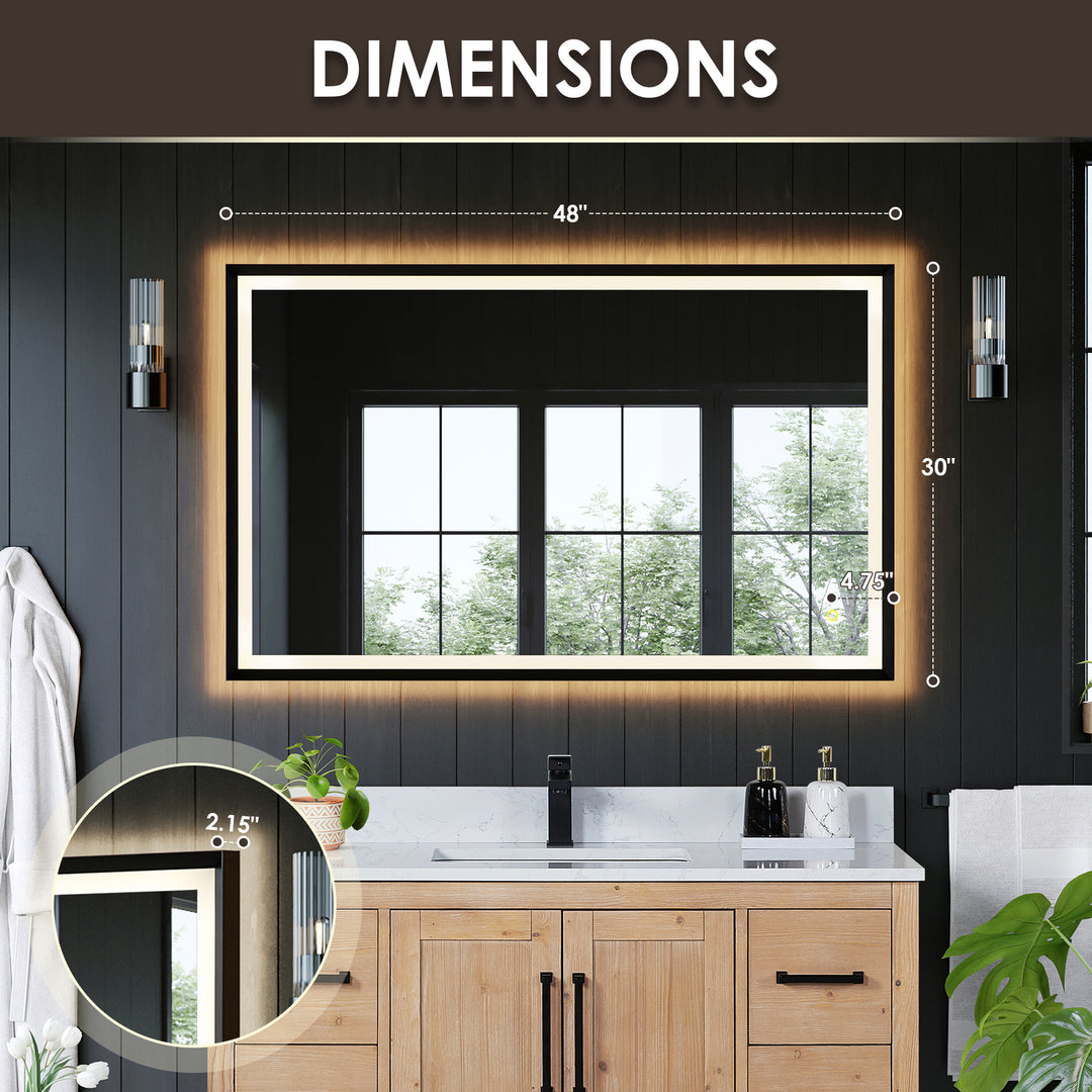 Apollo Rectangular Anti-Fog Dimmable Modern Bathroom/Vanity LED Lighted Wall Mirror in Aluminum Framed