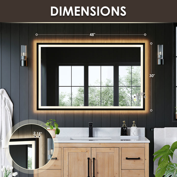 Apollo Rectangular Anti-Fog Dimmable Modern Bathroom/Vanity LED Lighted Wall Mirror in Aluminum Framed